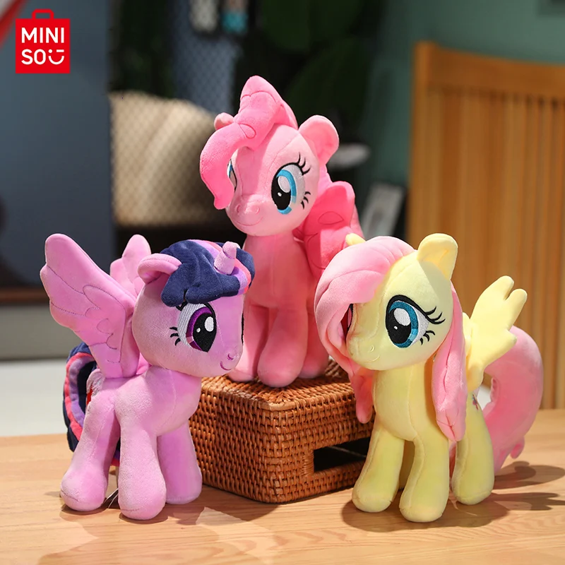 

MINISO My Little Pony Anime Plush Doll Toys Prototype Cartoon Pinkie Pie Fluttershy Soft Doll Throw Pillow Give Children's Gifts