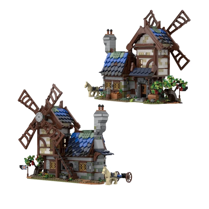 In stock fast delivery MOC-77684 78729 75365 medieval castle town small particle assembly building blocks building toys