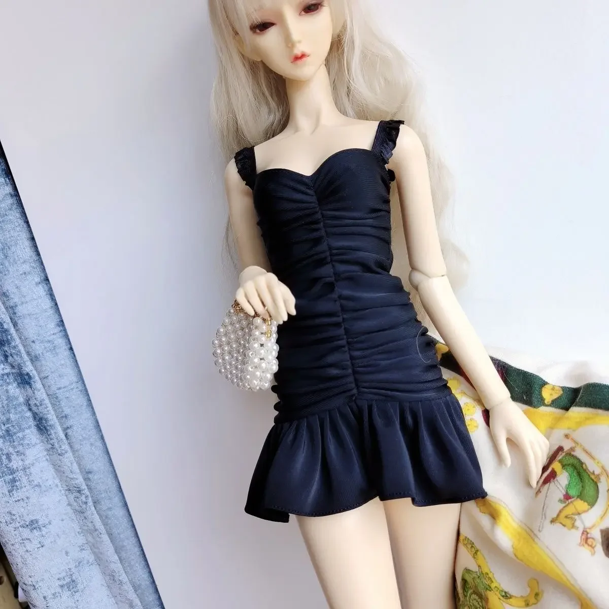 (Customized) 60cm Doll's Clothes for 1/3 Bjd Doll Pleated Ruffle Edge Dress Slim Fitting Short Skirt Toys Gift Doll Accessories