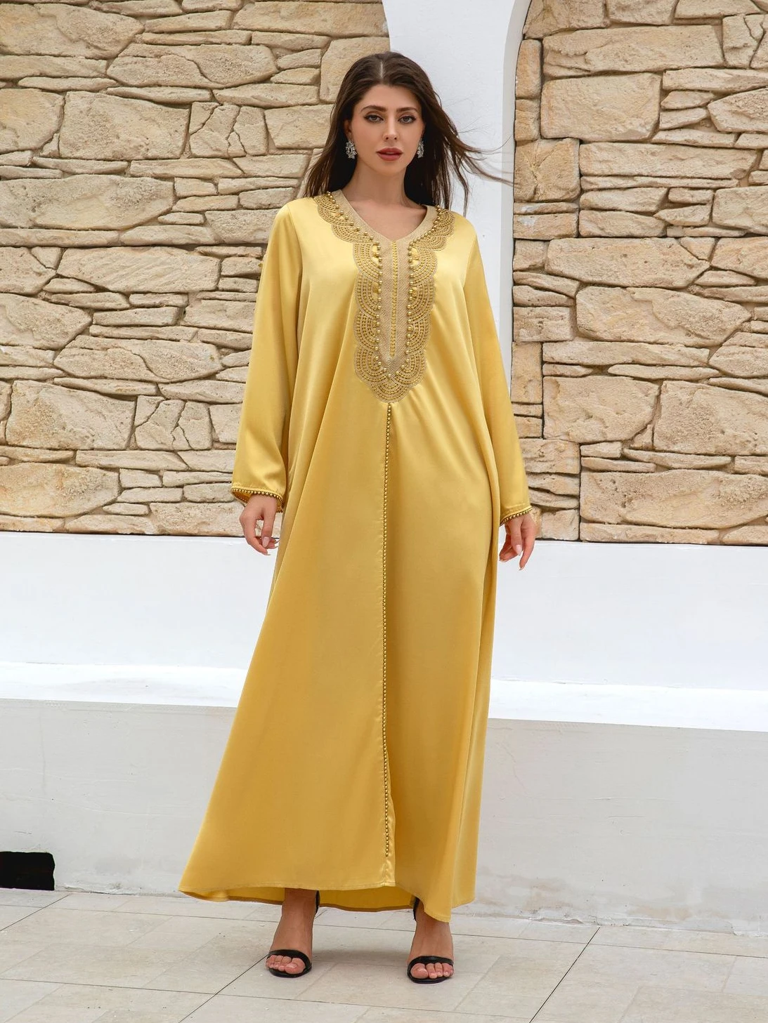 

Morocco Party Dress Muslim Eid Ramadan Women Abaya Beading Prayer Caftan Robe Abayas Dubai Longue Vestidos Largos Maxi Dresses