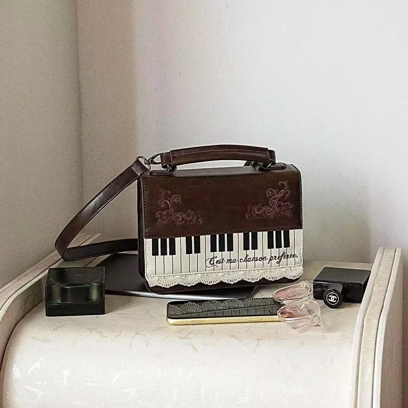 Y2k JK Harajuku شخصية البيانو حقيبة مربعة الإناث خمر براون حقائب كروسبودي المرأة Fairycore الجمالية حقيبة يد 2025 جديد #2