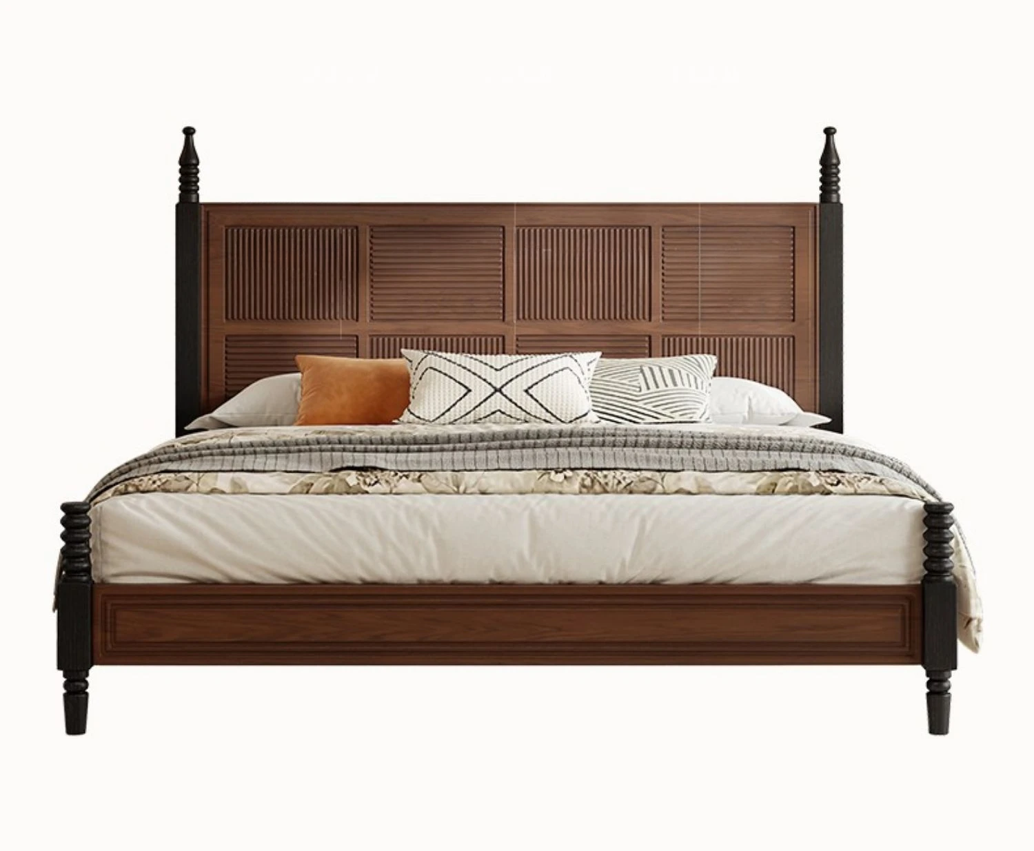 

American solid wood bed French high-end carved bed screen bedroom furniture master bedroom