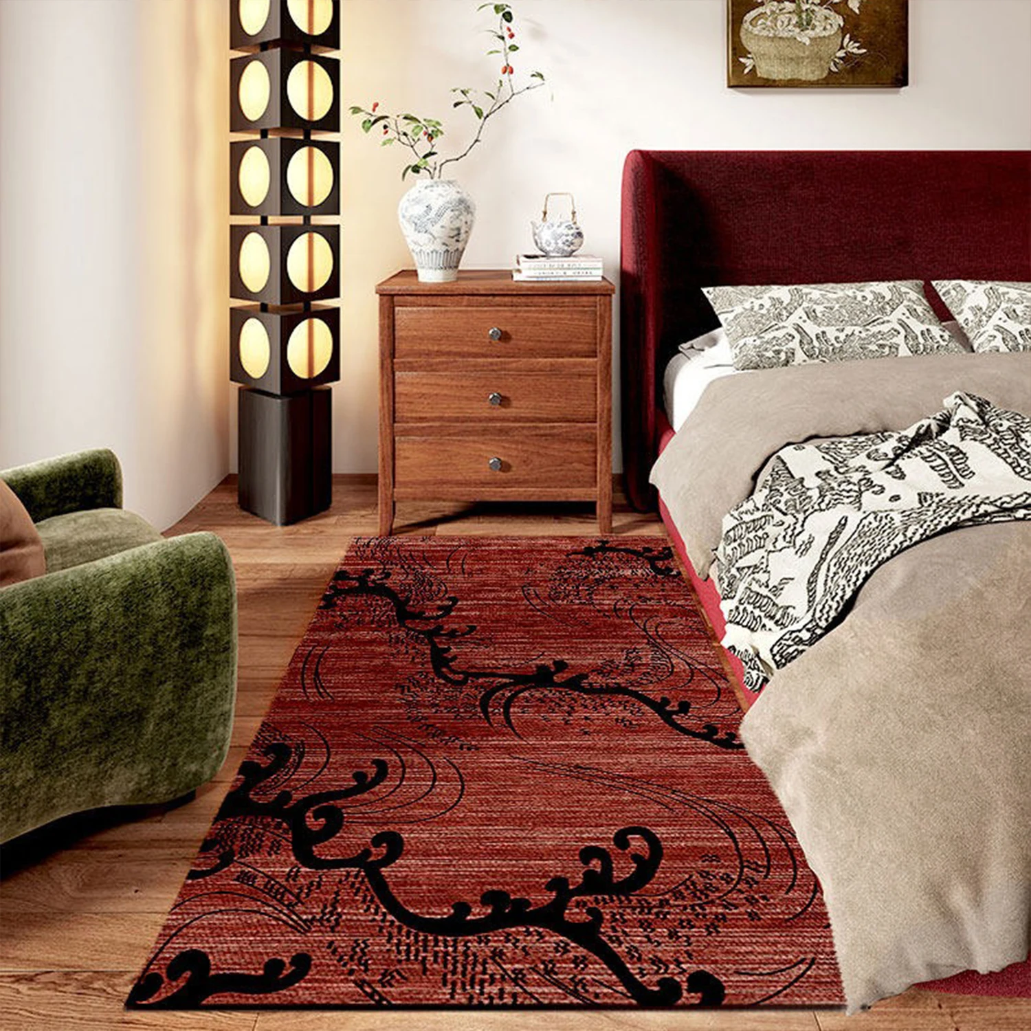 Long Strip Rugs for Bedroom Bedside Floor Mat Retro Soft Short Plush Rug Living Room Hallway Carpet Home Decoration 러그 שטיח לחדר