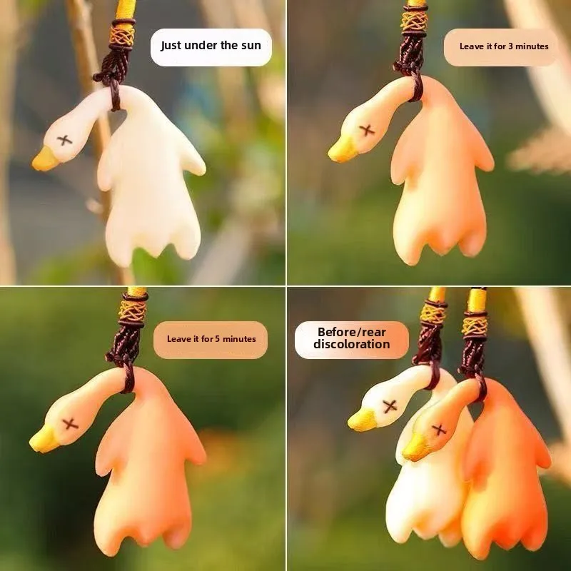 

Funny Goose Keychain Roast Duck Rope Keyring Backpack Pendant Car Hanging Accessories Ultraviolet Color Change Key Chain