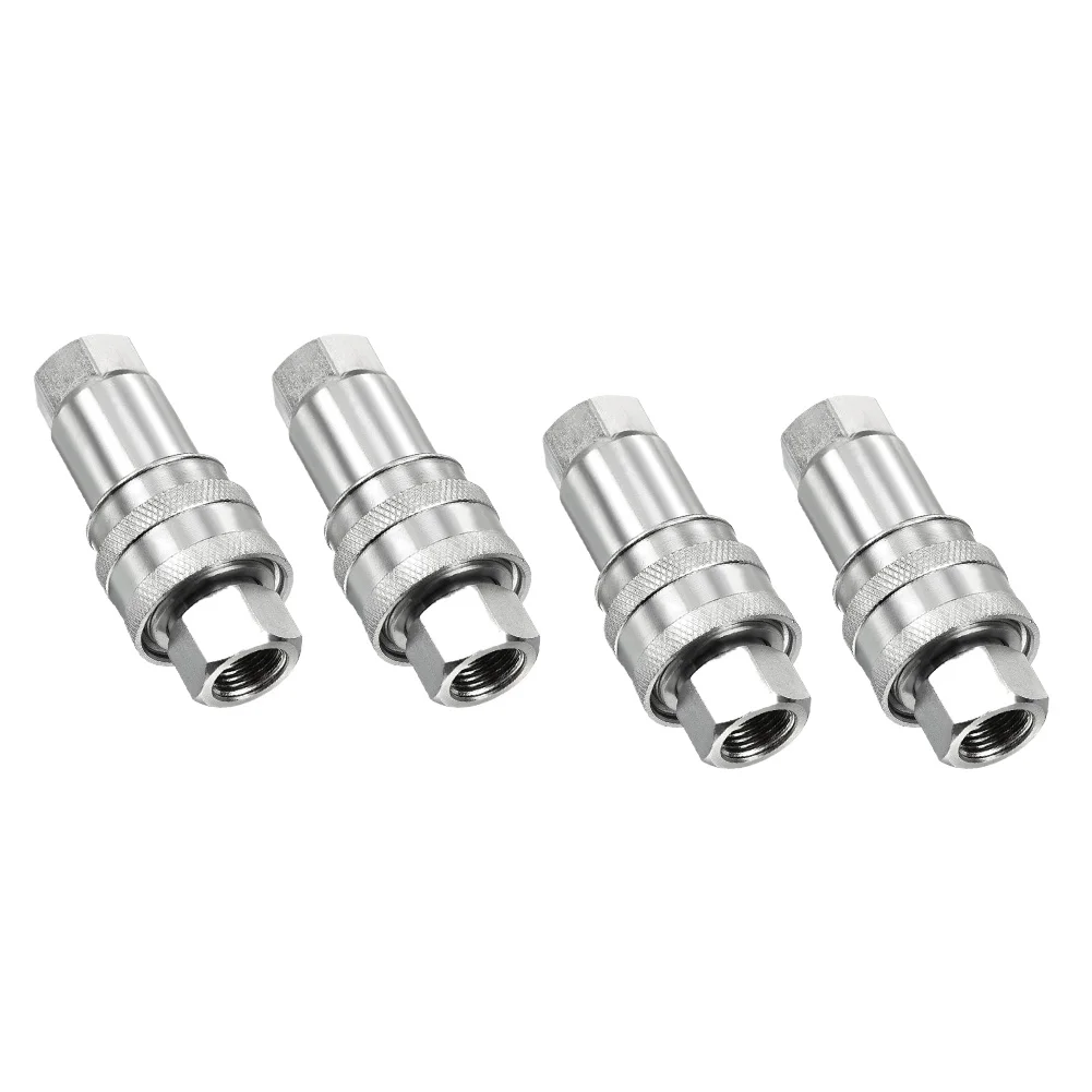 4 Set M16x1.5mm Hydraulic Quick Connect Coupler Female Thread Carbon Steel Pipe Fitting For Construction For Forest Petroleum