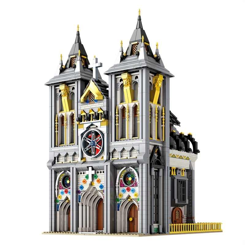 

MOC Medieval European Church Building Blocks Set High End Cathedral Chapel Architecture Toys For Children Birthday Holiday Gifts