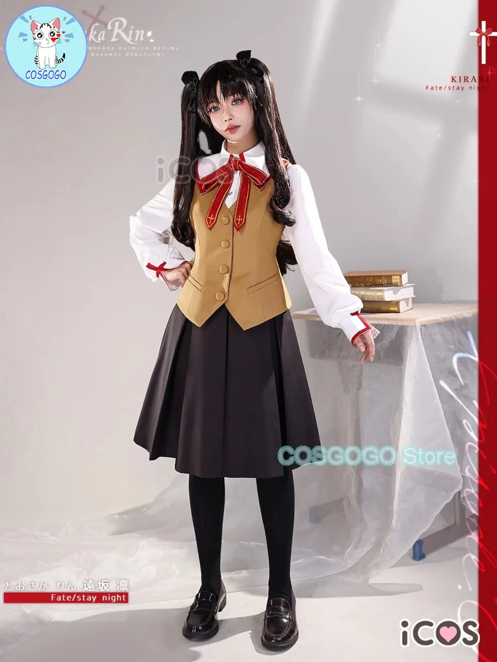 COSGOGO Tōsaka Rin Cosplay Costume Halloween Fgo Cos Fate FSN Saber JK Uniform Women Dress School Clothes