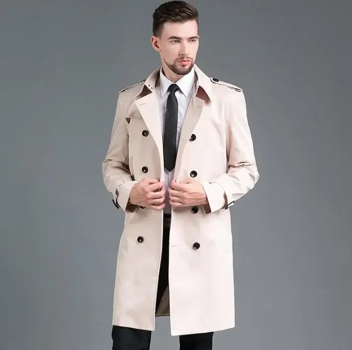 Mens trench coats man Double-breasted medium length coat men clothes slim overcoat long sleeve 2020 new designer spring autumn