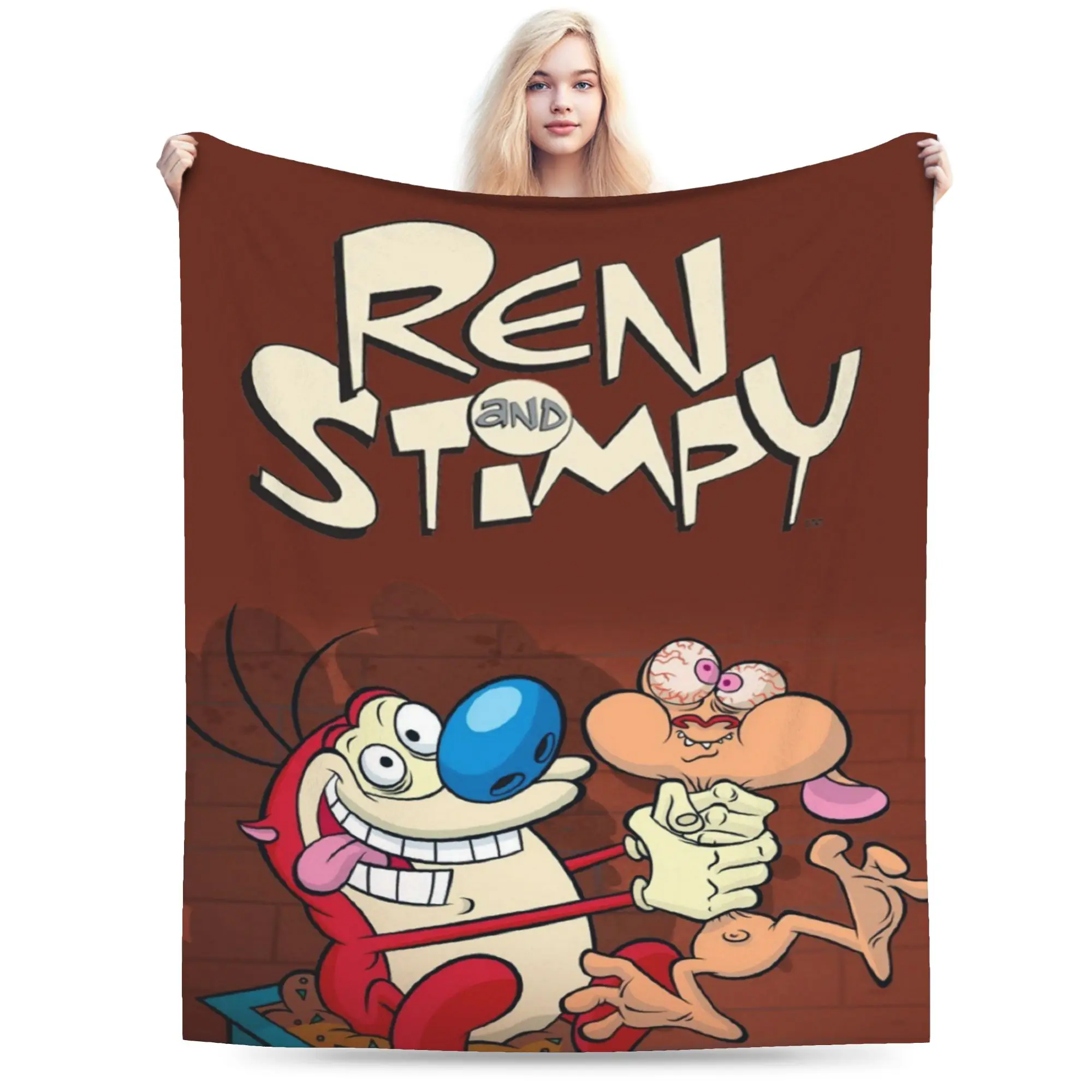  Duo Rucksack Ren & Stimpy  Stuff Blankets Ultra-Soft Fleece  Throw Blankets Relax Rug Piece