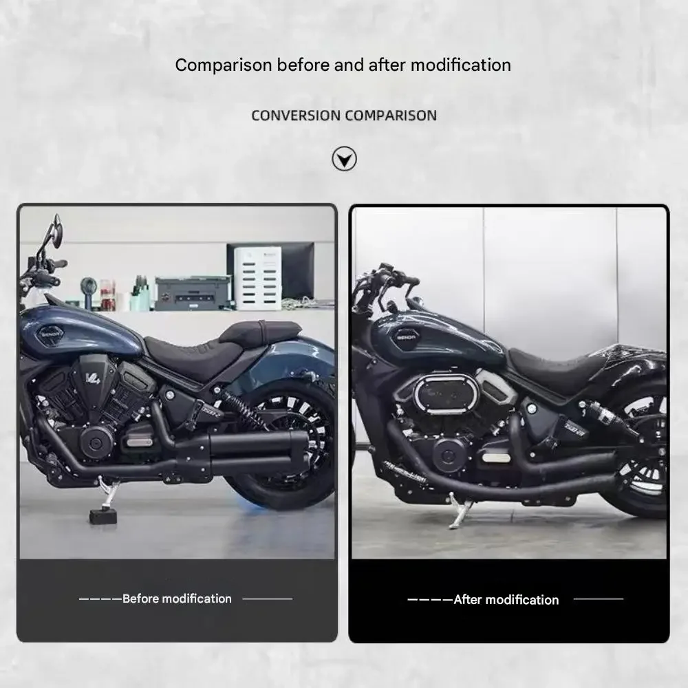 FOR BENDA DARK FLAG 500/900 Full-System Dual-Outlet Exhaust Pipe Modification Kit for Black Warrior Thickened Stainless Steel
