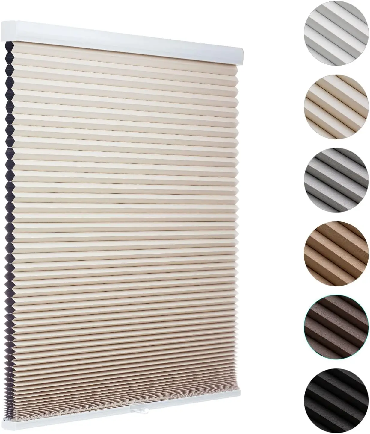 

Cordless Blackout Cellular Shades for Windows, Easy Install Room Darkening Blinds, 33" Wide H72 Beige