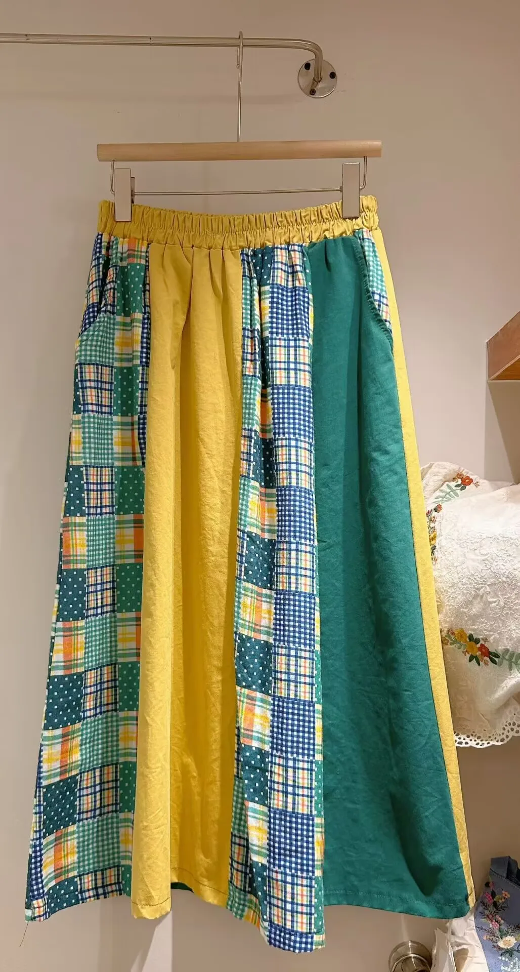 

Длинные юбки в стиле Лолита из хлопковой ткани с клетчатыми вставками в стиле Мори для женщин, летние и осенние оригинальные юбки