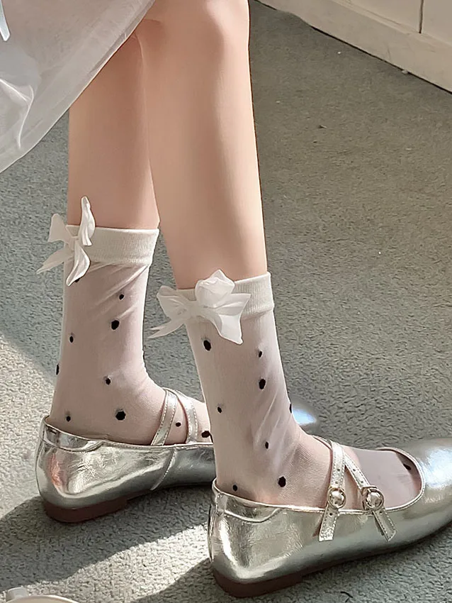 Women's Socks Spring Summer Thin Transparent Glass Wire Socks New Ballet-style Fashion Socks Long Tube Pile Socks Lace Wholesale