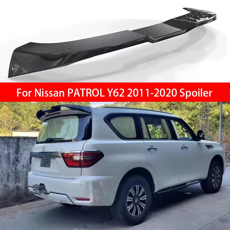 

For Nissan PATROL Y62 2011-2020 Auto ABS Plastic White Black Color Rear Trunk Boot Wing Spoiler Bright black Car Accessories