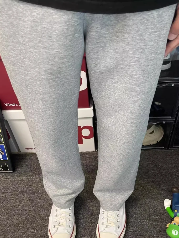 Light ey อเมริกัน Sle Spor กางเกงขาตรงสําหรับวัยรุ่นฤดูใบไม้ร่วงฤดูหนาวอินเทรนด์แบรนด์กางเกงขายาวลําลองหลวม Fit กลาง W...