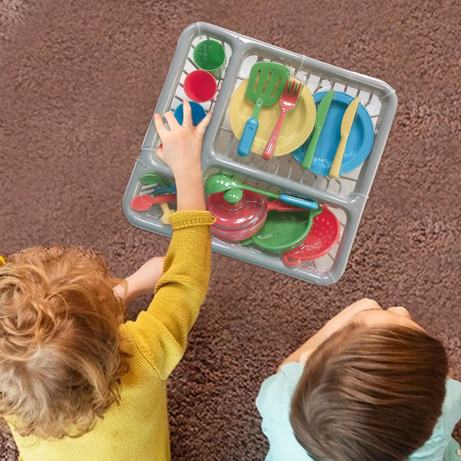 Juego de utensilios de cocina para niños de 28 piezas, juego de simulación, juguetes de cocina realistas para niños y niñas