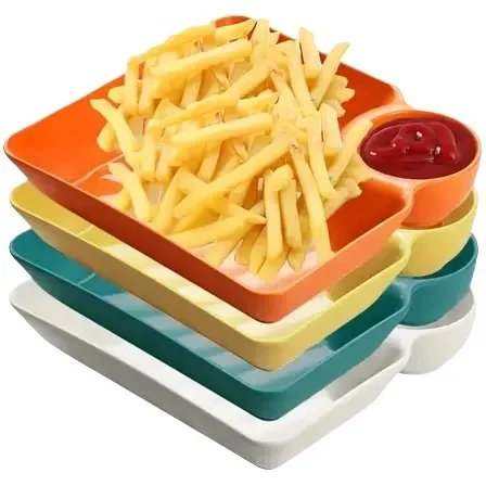 Japanese Tableware Household Square Dumpling Plate Tray Can Hold French Fries and Fried Chicken Sushi Plate Plastic Platters