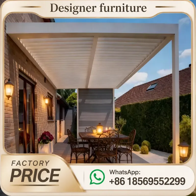 Motorized Bioclimatic Pergola Aluminum Louvered Roof For Outdoor Kitchen BBQ Snow Proof Retractable Canopy System