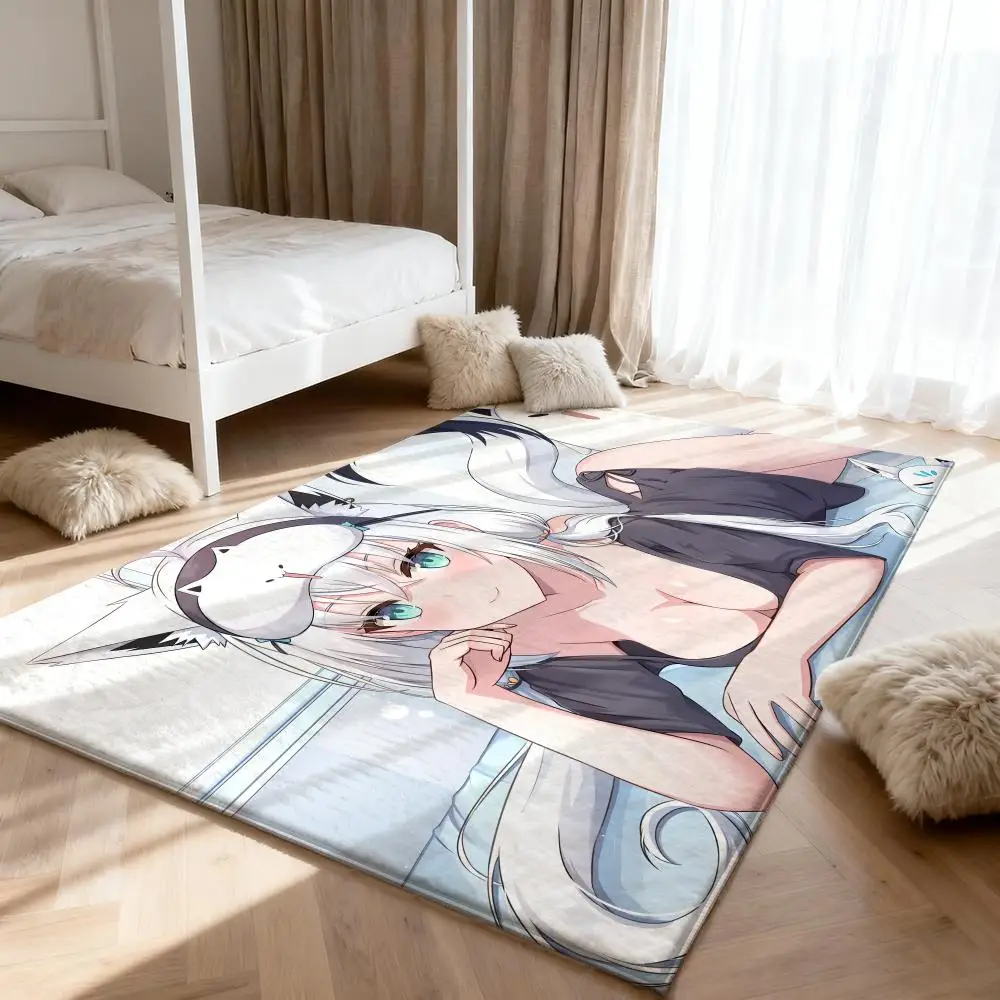 

S-Shirakami FubukiS Sexy Floor Mat Soft Thickened Absorbent Non-Slip Bedroom Living Room Door Mat Home Decor Flannel Rugs