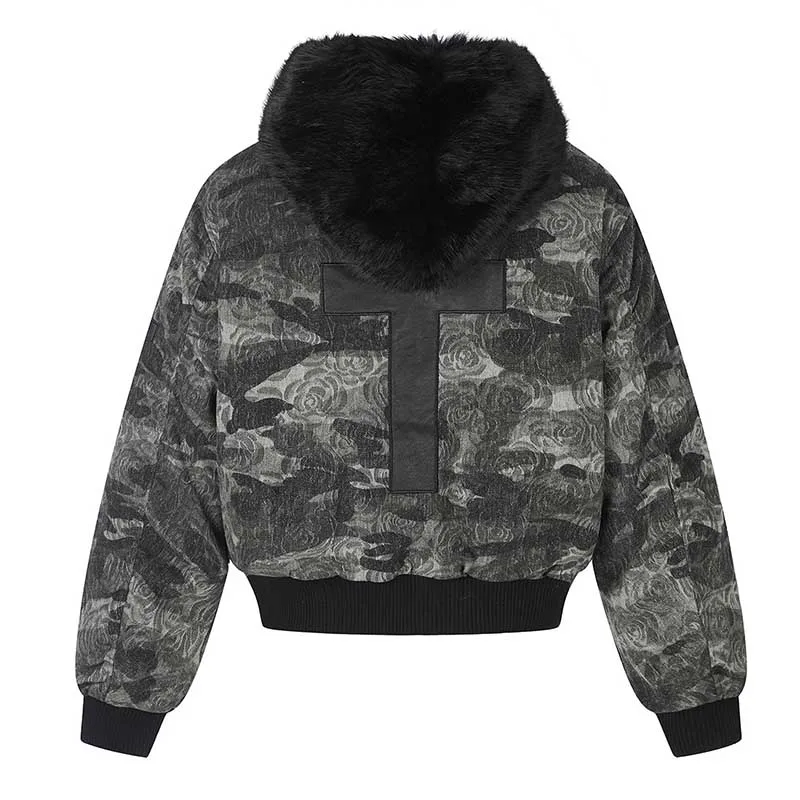 Vintage Hip Hop Camouflage Printed Jackets Parka Harakuju Streetwear Casual Bubble Outwear Coats For Male