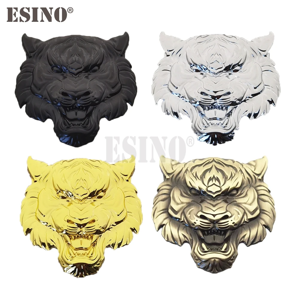 Car Styling 3D Funny Angry Cruel  Fashion Tiger Metal Chrome Zinc Alloy Adhesive Emblem Decorative Badge Sticker Auto Accessory