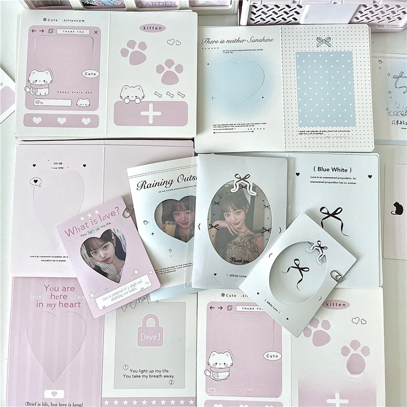 

30pcs Korean Folding Photocard Holder Hollow 3 Inch Photo Card Back Card DIY Kpop Packing Fixed Cardboard Idol Photo