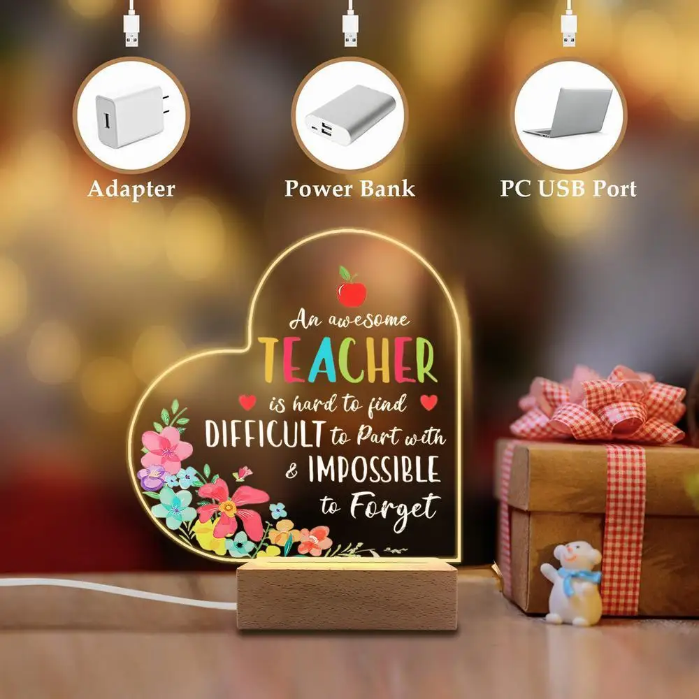 1 قطعة ملحقات التصوير الفوتوغرافي للديكور المضيء من الأكريليك ، قاعدة USB ، هدية المعلم ، تماثيل قابلة للجمع للعطلات/العودة إلى المدرسة #5