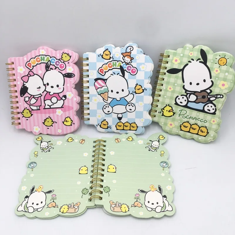 8-pz-set-sanrio-anime-pochacco-notebook-kawaii-coil-libri-studente-quaderni-portatili-diario-libro-forniture-di-cancelleria-all'ingrosso