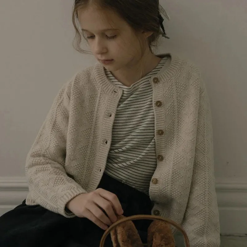 2026 Autumn/Winter Wool Blended Girls' Woolen Knitted Cardigan Different Style Soft 2026 Coat Sweater
