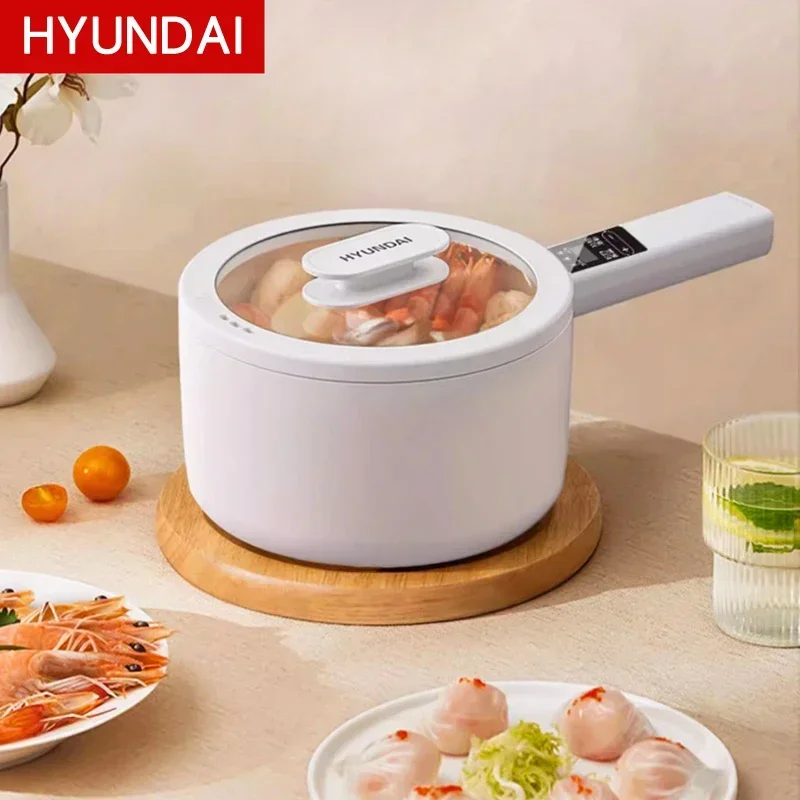 HYUNDAI Mini Electric Cooker Ceramic Glazed Non-stick Multi Cooker Electric Steamer Dormitory Multi-function Electric Hot Pot