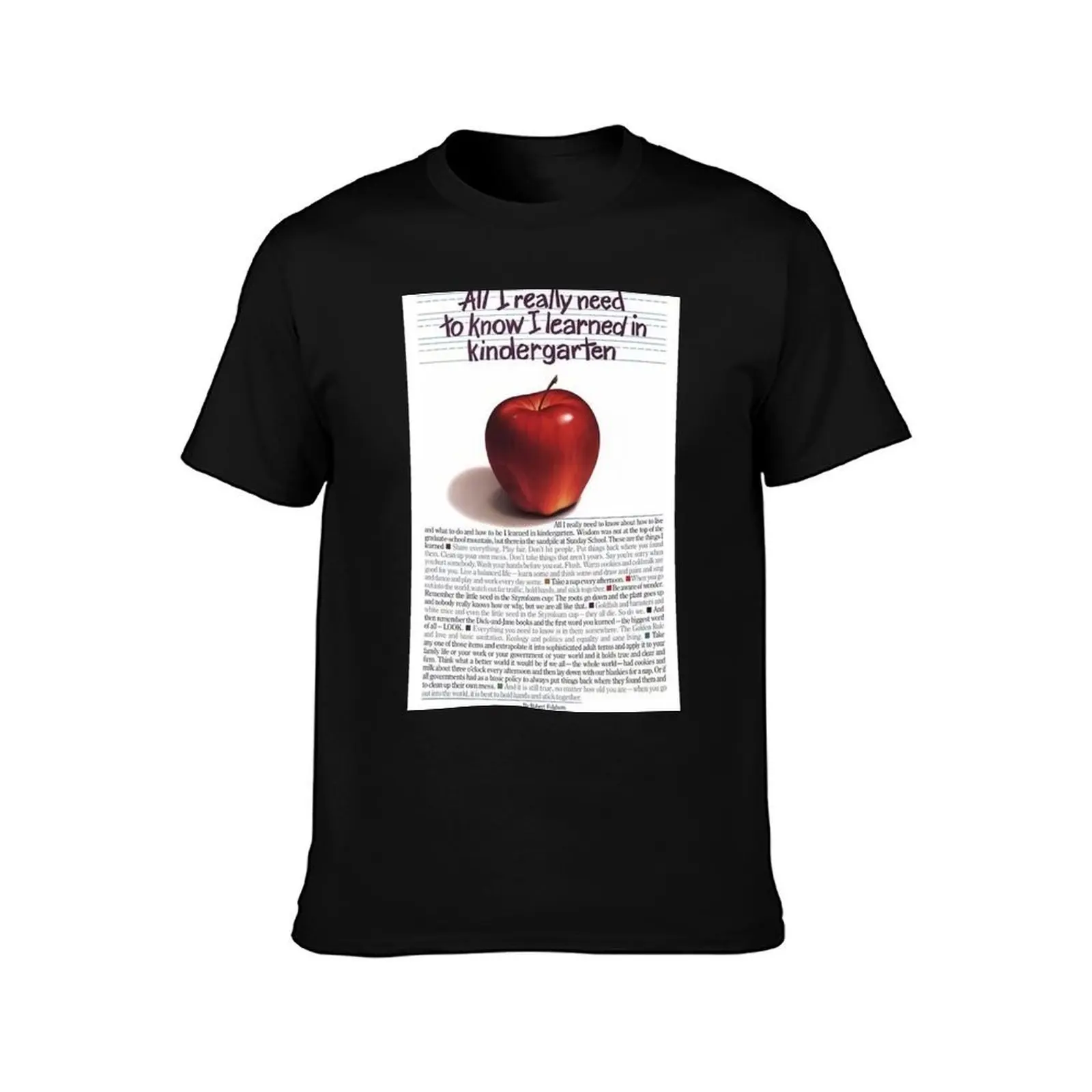 All l Really Need To Know I learned In Kindergarten Poster T-Shirt Casual Everyday Short Sleeve T-Shirt