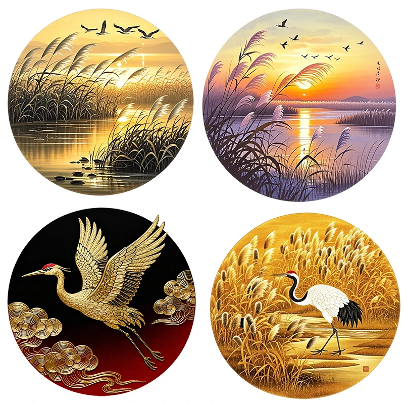 Three Ratels CD381 Beautiful Autumn Crane Art Wall Stickers for Home Decoration Door decalsWaterproof Self Adhesive