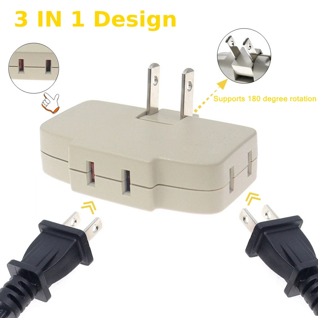 Universal One-To-Three Converter Split Plug Rotating Adjustable 180 degree Expansion Power Adapter Mini Convertor 10A 250V