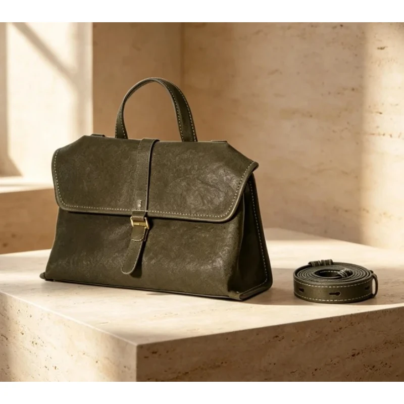 S New 2026 Leather Sm all Crossbody Postman and Minimalist Versatile Commute Bag New Casual Briefcase Fashionable Shopping Gifts