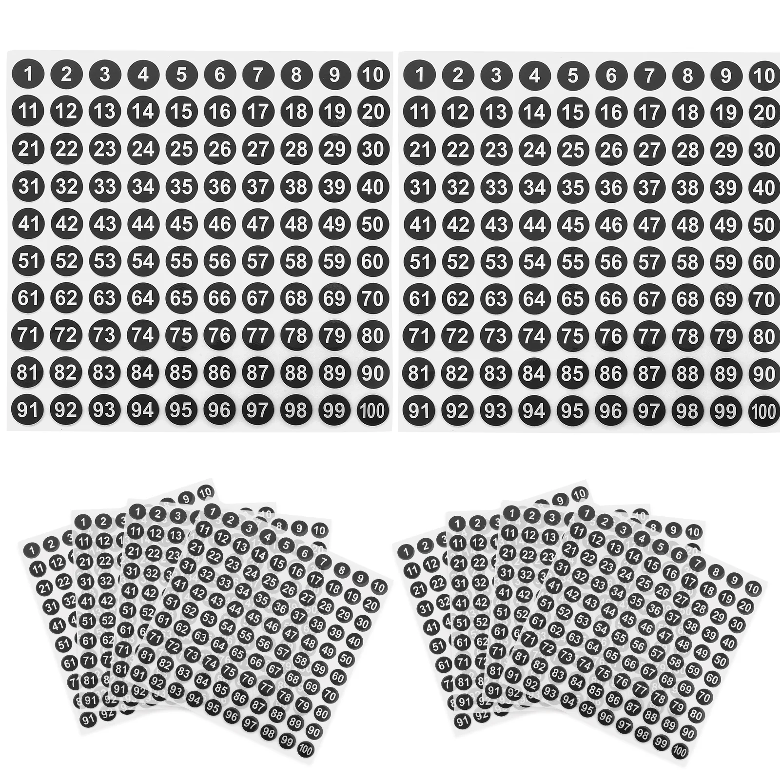 50 Sheets Round Number Stickers Adhesive Labels Numbered Classification Copper Plate