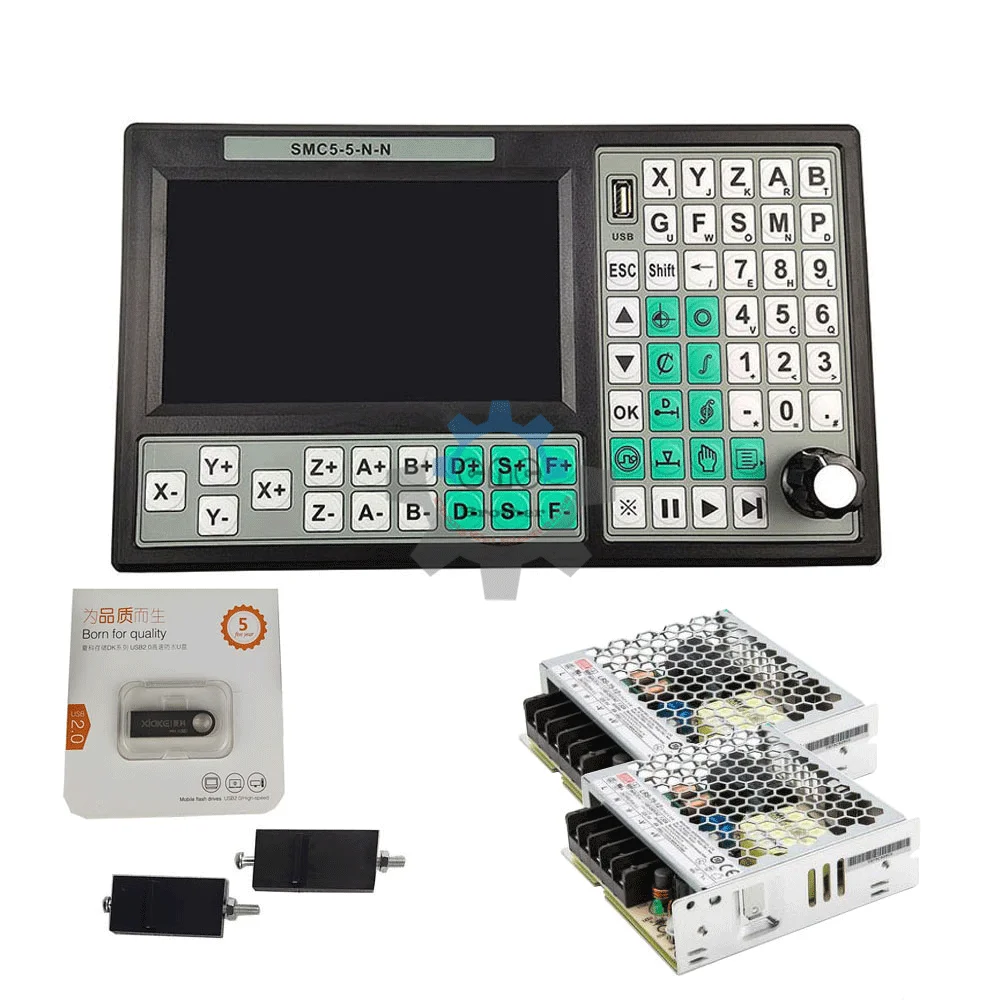 

SMC5-5-N-N 7 Inch Screen 4 Axis Breakout Board For CNC Router Machine 5Axis Mach3 USB CNC Offline Controller 500KHZ Motion Card