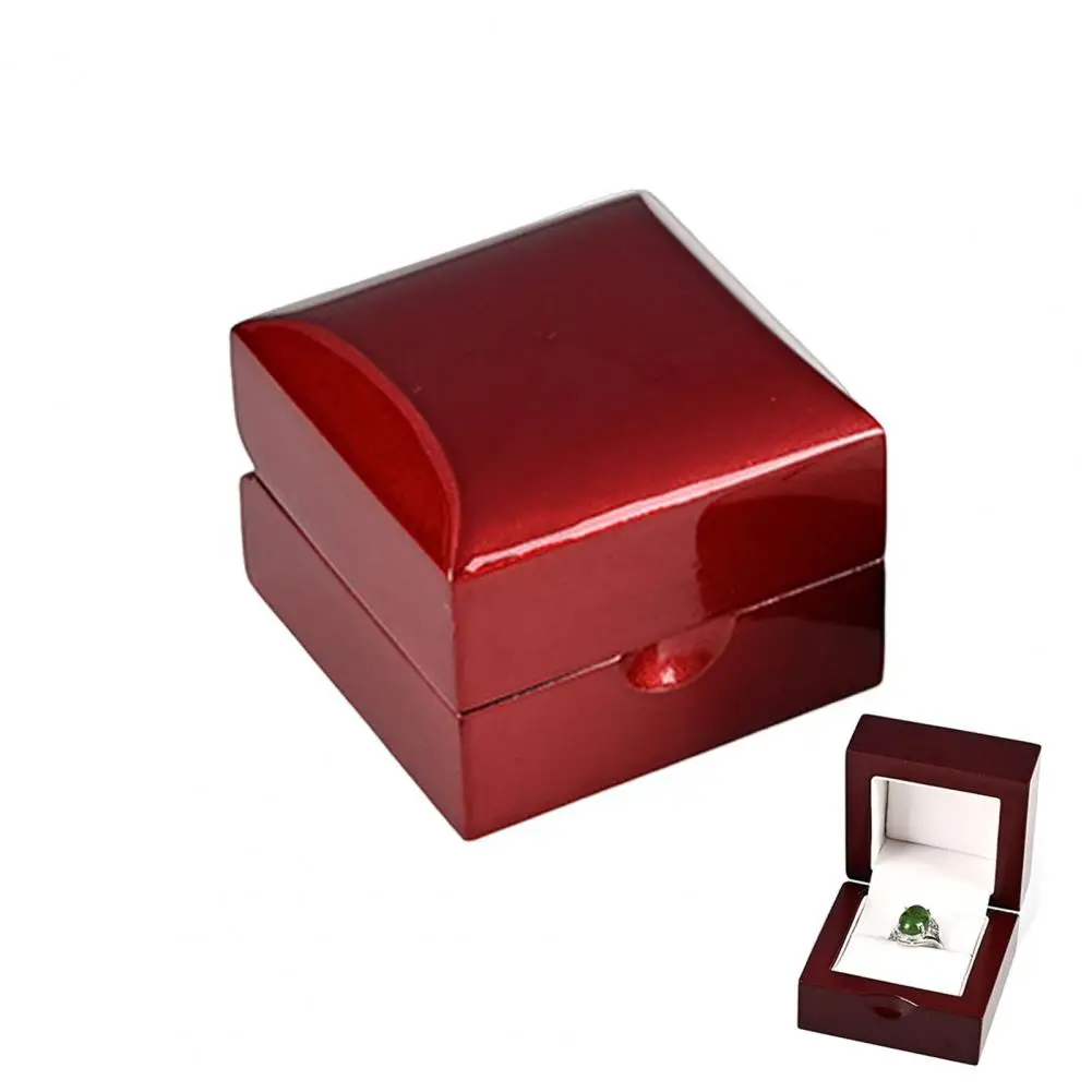 Wooden Jewelry Box with Velvet Lining LED Light Design Compact Design Portable Illuminated Earring Rings Case Jewelry Organizer