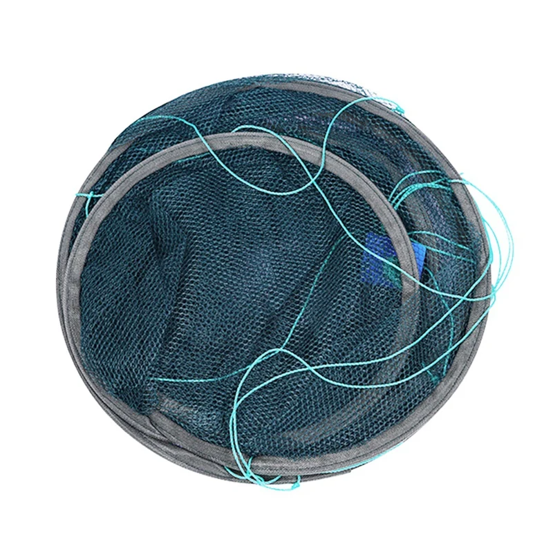 Portable Foldable Fishing Net  Hand Net With Fishing Rope  For Catching Fishes Crabs Lobster Fishing Accessories