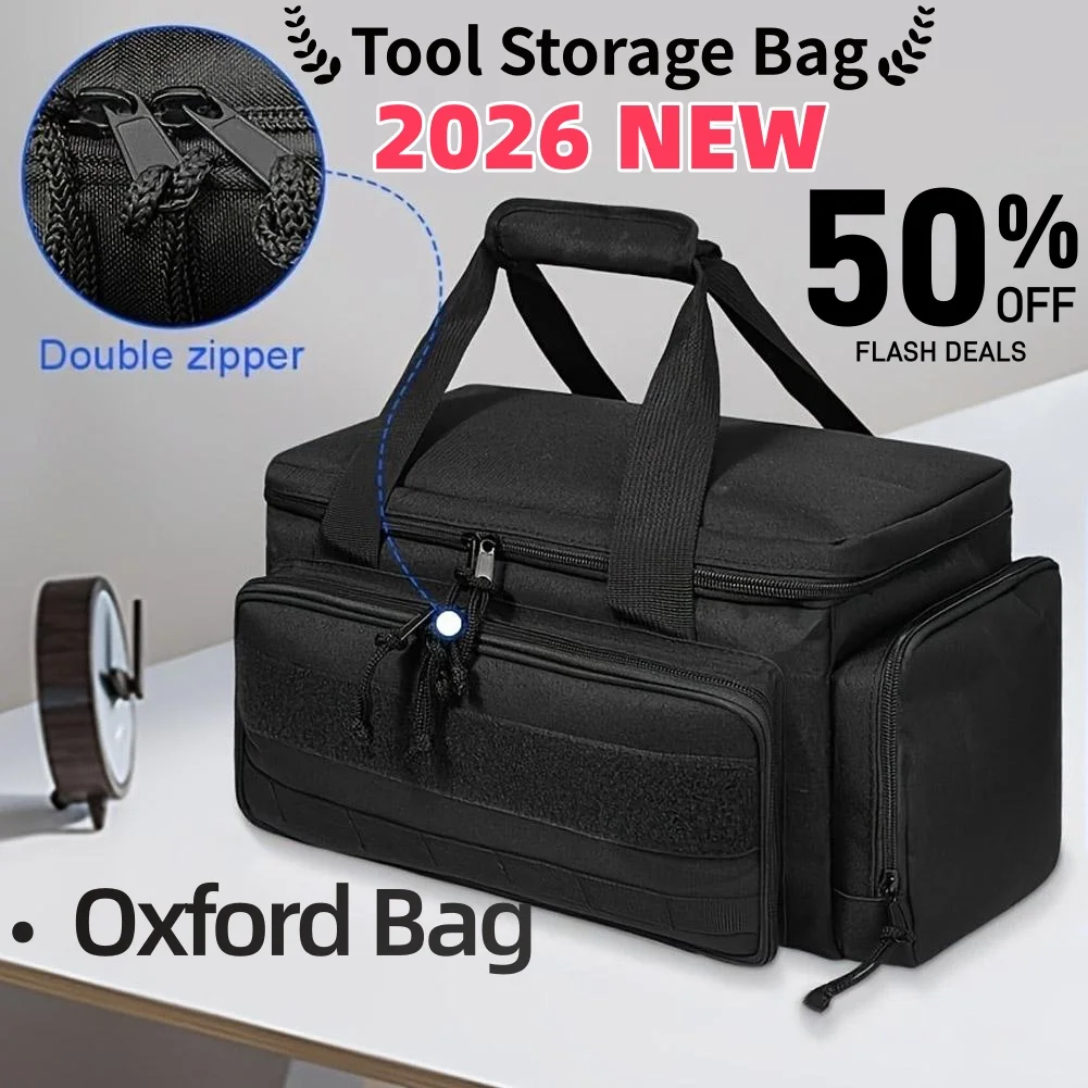 حقيبة تخزين الأدوات عالية السعة، مقبض مريح، قاعدة مبطنة سميكة، حقيبة أدوات سهلة الحمل، حقيبة أدوات مقاومة للماء باللون الأسود #1