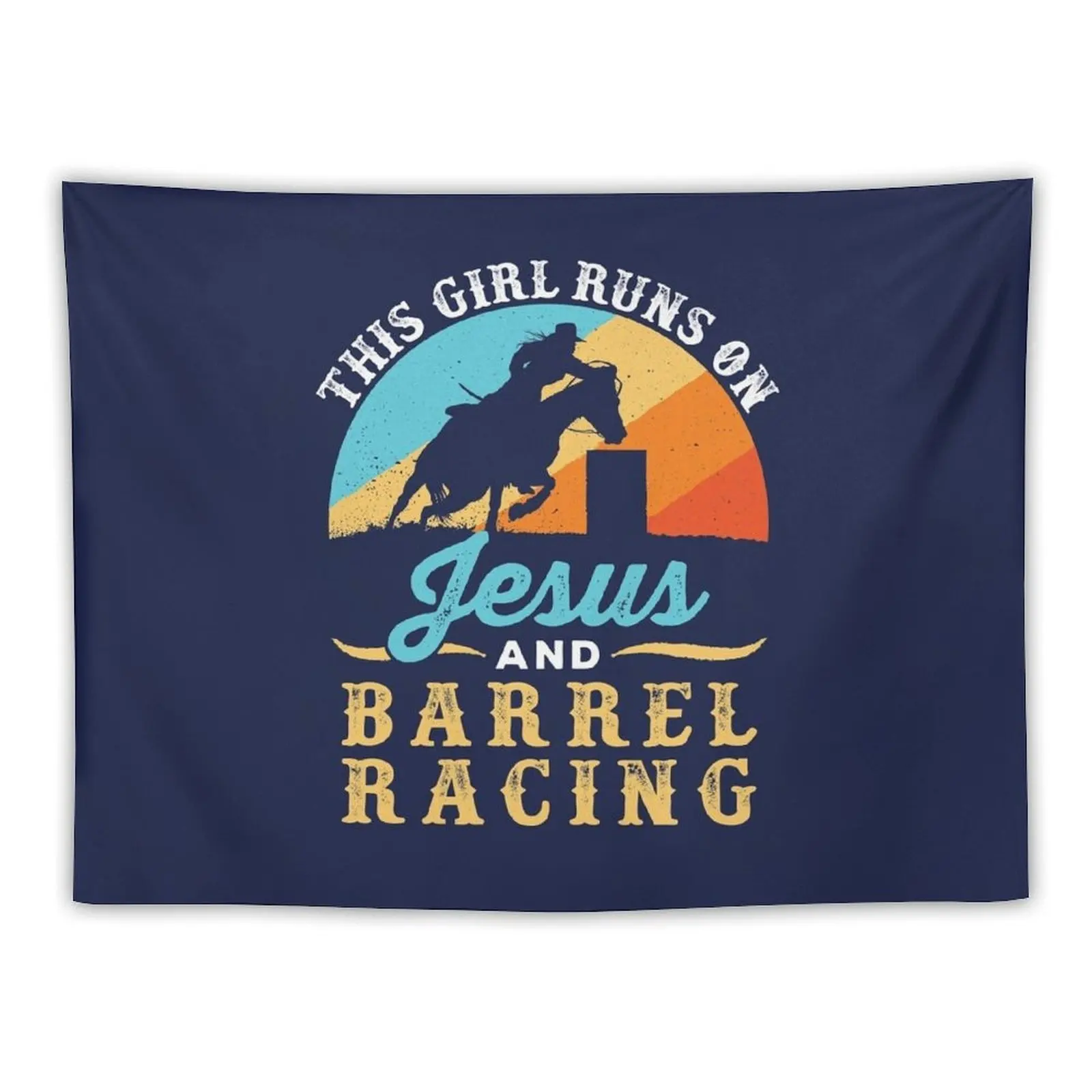 

This Girl Runs on Jesus and Barrel Racing Tapestry Cute Decor Wall Decor Tapestry