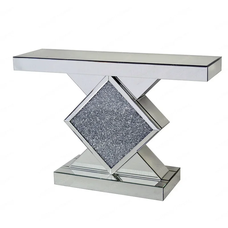 Newest Style Mirrored Sparkly Crushed Diamond Wall W Console Table Glass Modern Living Room Furniture Home Decorative Furniture