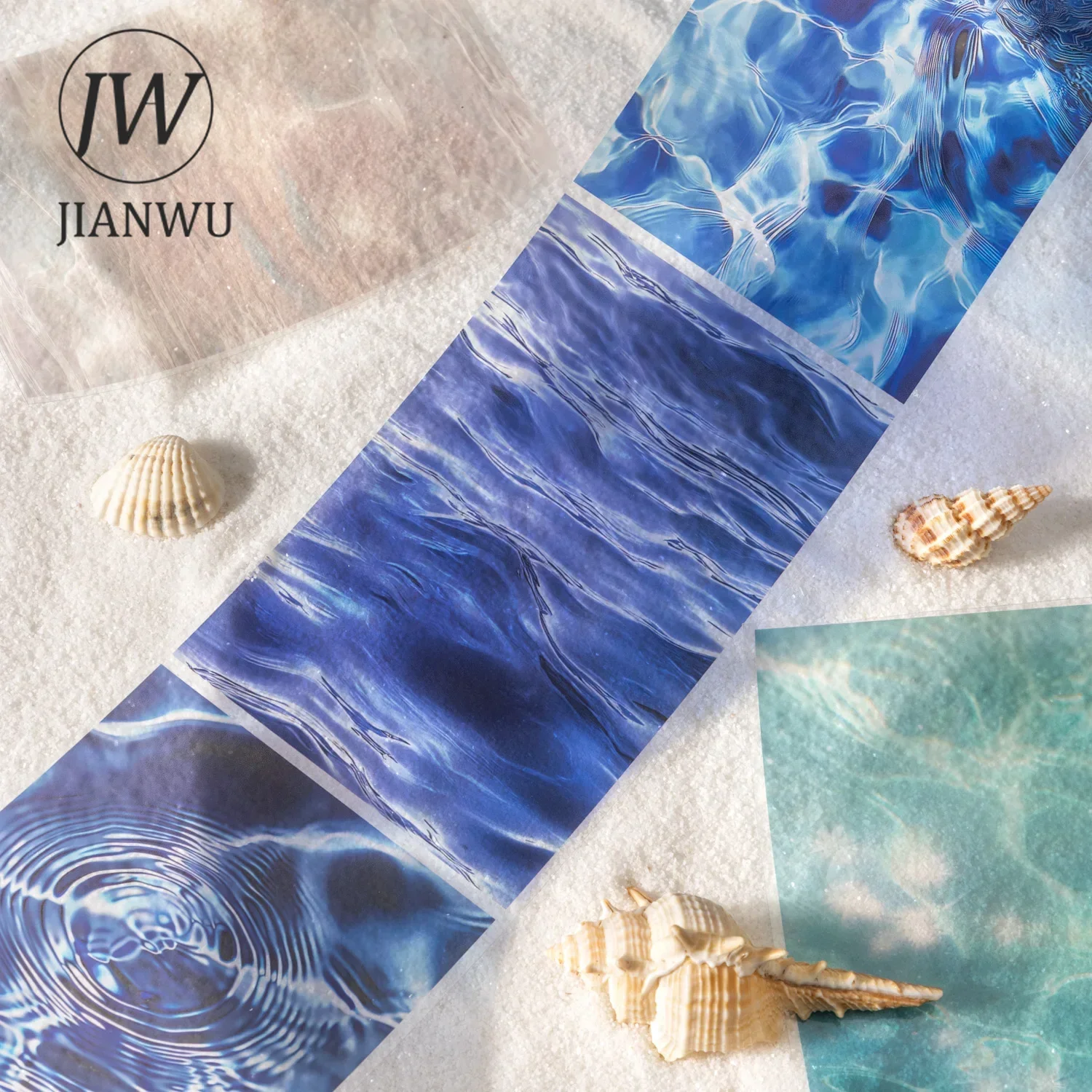 Jianwu 80mm * 200cm ouvir as ondas série vintage raios de água paisagem material colagem pet fita criativa diário papelaria