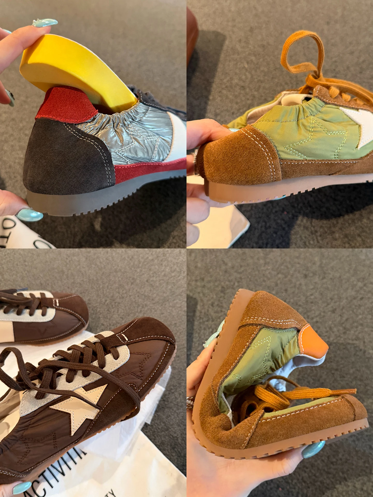 Studiolee Selection Grape Mom 35cm Heightening Retro Color Block Elastic Casual Star Dequn Shoes Women's Outdoor Leisure Foot...