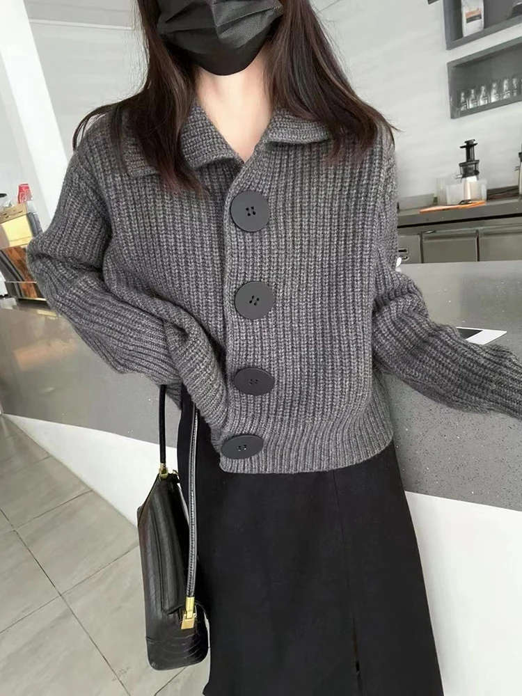 Loose Thick Women Cardigans Large Button Sweater Cardigan Knitted Sweater Autumn Winter Long Sleeve Tops jacket for Woman