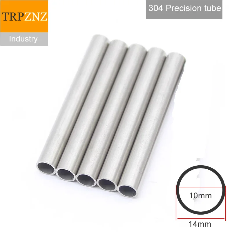 304 aço inoxidável Precision Pipe, diâmetro exterior 14x2mm, parede grossa 2mm, 10mm, profundidade 0.05mm, 304