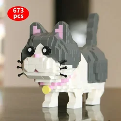 HOT! Russian Blue Cat Mini Animal Building Blocks Model Brick Toys DlY for Novel Children Birthday Gift Girls SFor Kids Boys