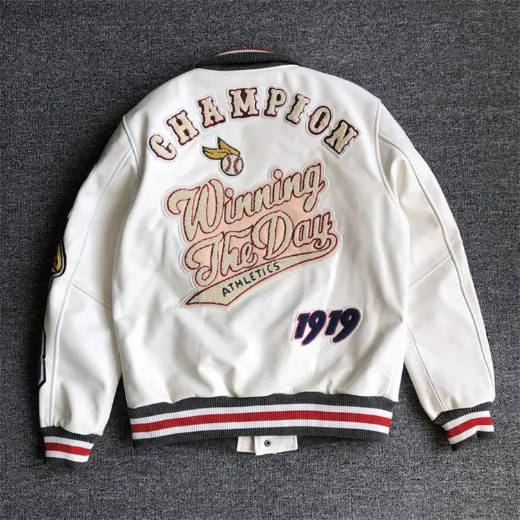 Baseball Jacket for Men, Autumn Style, Loose-fitting Leather Jacket, PU Leather, Young Men's Outerwear Jacket.