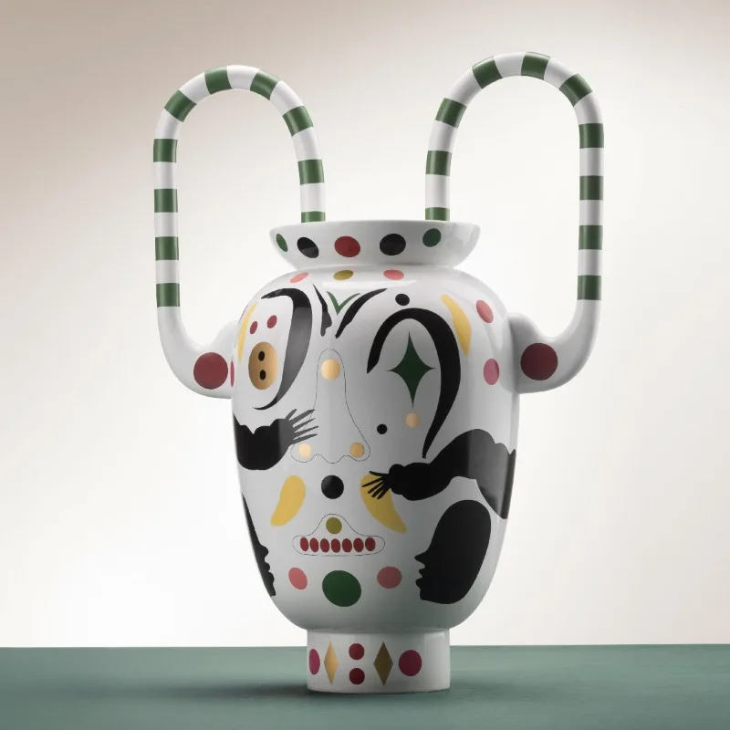 Face ceramic vase ornament creative face mask living room dry vase art post-modern cartoon