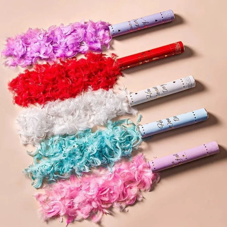 يده ريشة تحية مدفع السنة الجديدة هدية أنبوب حفلة البث المباشر لوازم الزفاف رذاذ بار الغلاف الجوي