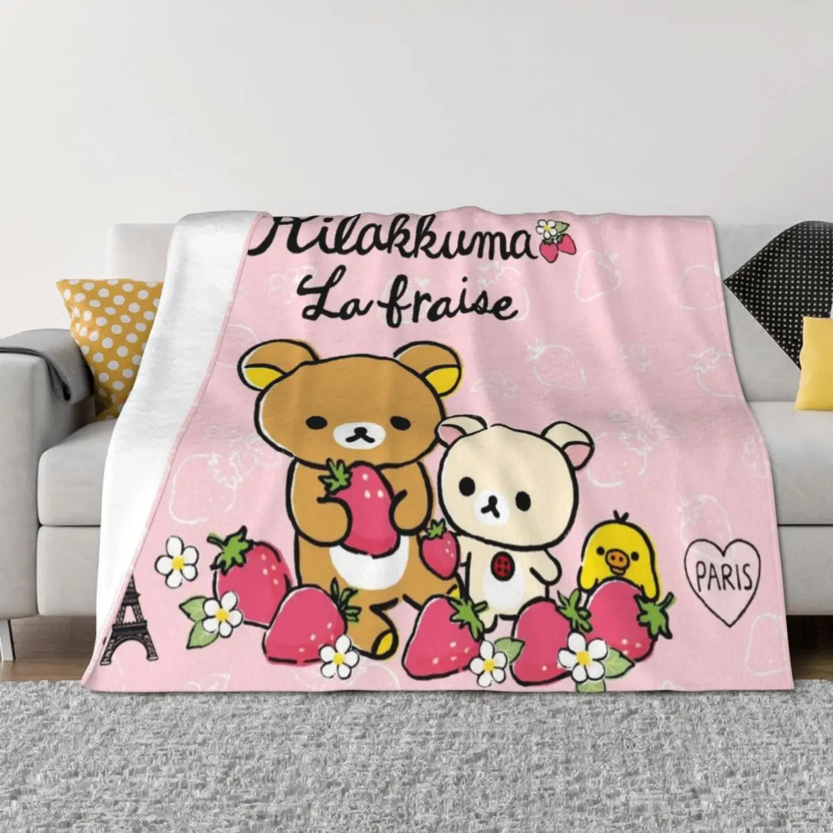

Cute Rilakkuma strawberry Throw Blanket For Baby Hairy Hairys Sofa Quilt Blankets